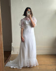 Vintage 60s Empire Organza Floral Wedding Dress