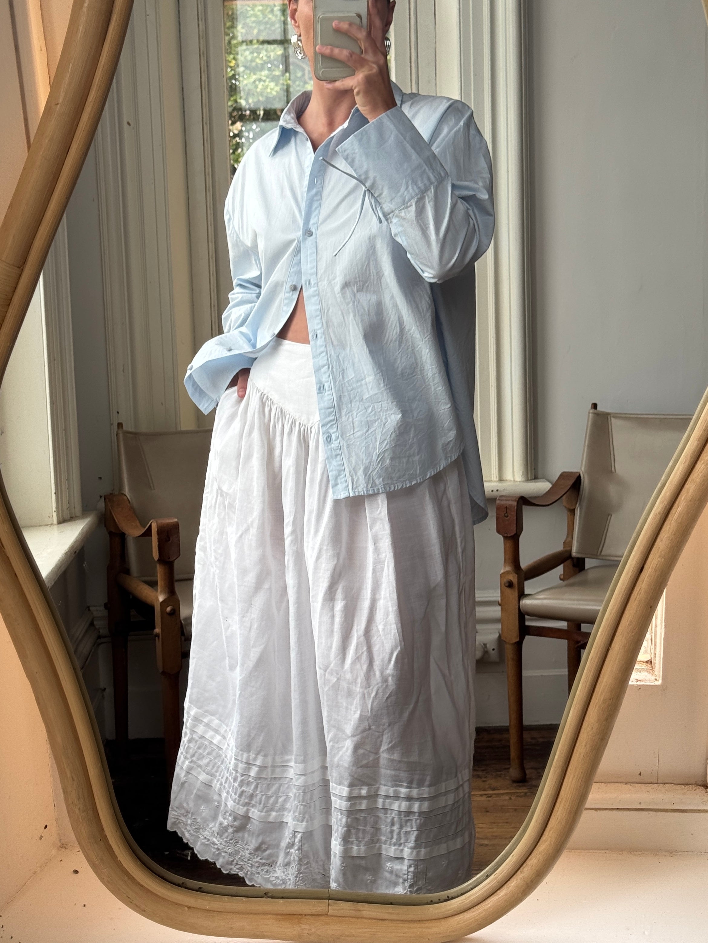 Vintage Edwardian Cotton Basque Waist Skirt