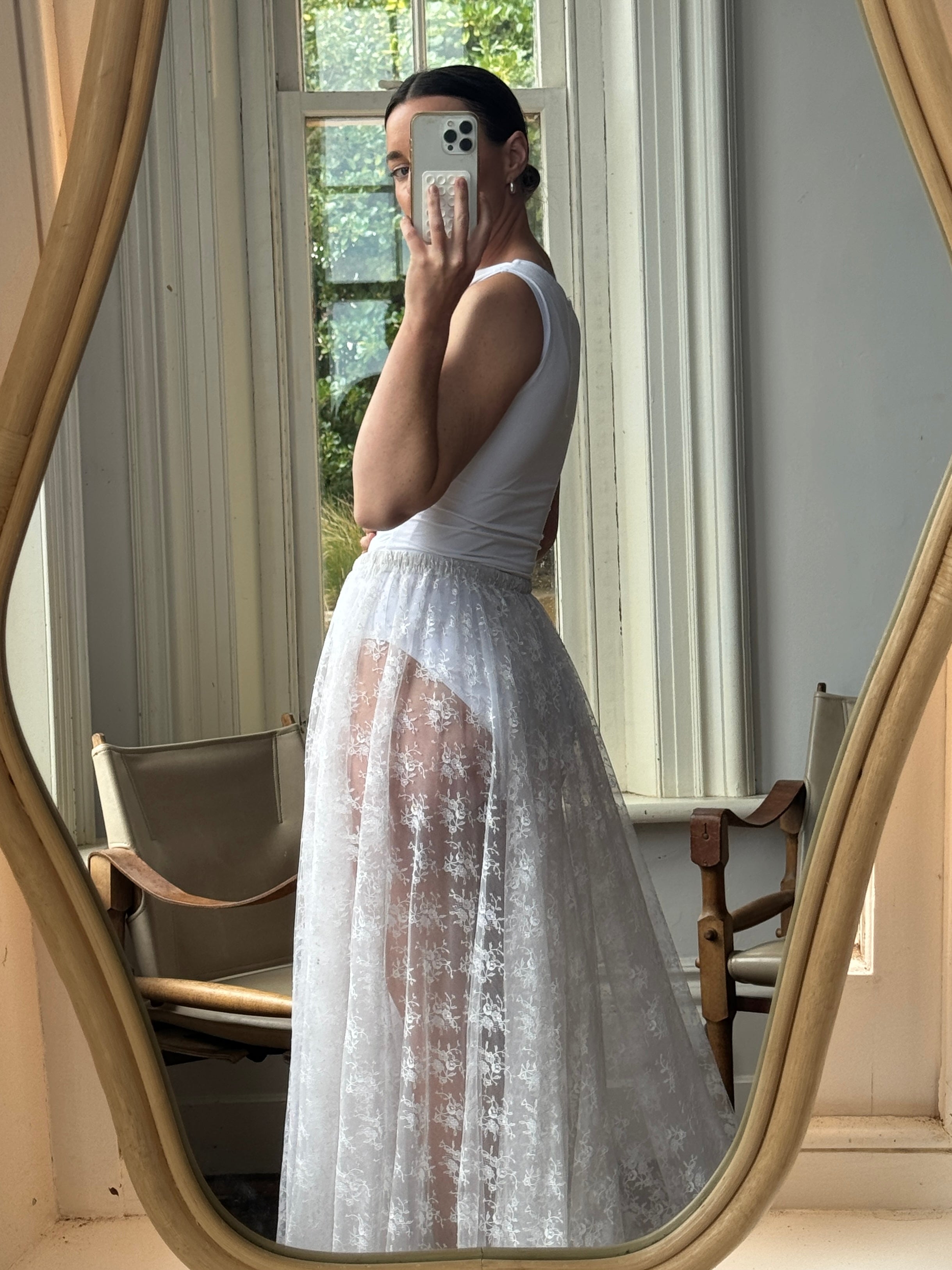 Vintage Lace Bridal Skirt with Train