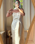 Vintage 90s Ivory Satin Column Midi with Rosette