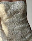 Vintage 90s Ribbon Crochet Embroidered Mini Dress