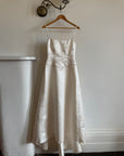 Vintage 90s Australian Made Column Strapless Satin Wedding Dress