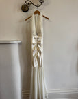 Vintage Y2K USA Made Mermaid Satin Fluted Dress Ivory
