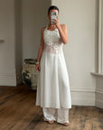 Vintage 90s Daisy Sheer Halter Midi Dress White