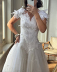 Vintage 80s Basque Waist Tinkerbell Wedding Gown