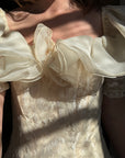 Vintage Drop Waist Frou Frou Wedding Dress Creme