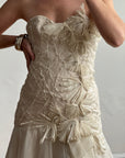 Vintage 90s Pure Silk Couture Origami Wedding Dress