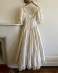 Vintage 90s Silk Puff Sleeve Embroidered Wedding Dress