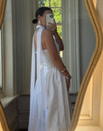Vintage 90s Australian Made Lace Halter Satin Wedding Dress