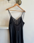 Vintage Liquid Satin Backless Slip Black