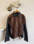 Vintage 70s Fringed Lace Up Leather Jacket Chocolate Noir