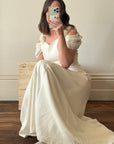 Vintage 90s Crepe Rosette Wedding Dress
