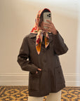 Vintage 90s Brown PU Leather Blazer