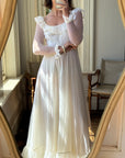 Vintage 70s Polka Scoop Neck Wedding Dress