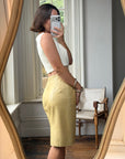 Vintage 90s Escada Butter Ostrich Leather Pencil Skirt