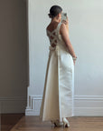 Vintage 90s Satin Slip Ribbon Crossover Bow Bridal Midi
