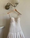 Vintage Y2K Pure Silk Drop Waist Satin Strapless Wedding Gown