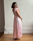 Vintage 30s Baby Pink Liquid Satin Slip with Creme Lace Trim