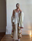 Vintage 70s Cream Oriental Floral Robe