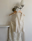 Vintage 90s Italian Organza Tie Top and Feather Skirt Bridal Set
