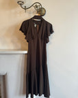 Vintage 90s Chocolate Drop Waist Ruffle Dress