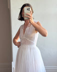 Vintage 40s Tulle Lace V Neck Daisy Wedding Dress