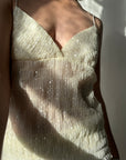 Vintage 90s Gathered Sequin Two Piece Creme