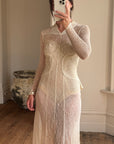 Vintage 20s Sheer Lace Bias Cut Wedding Gown