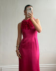 Vintage Valentino Pure Silk Organza Petal Gown Fuschia