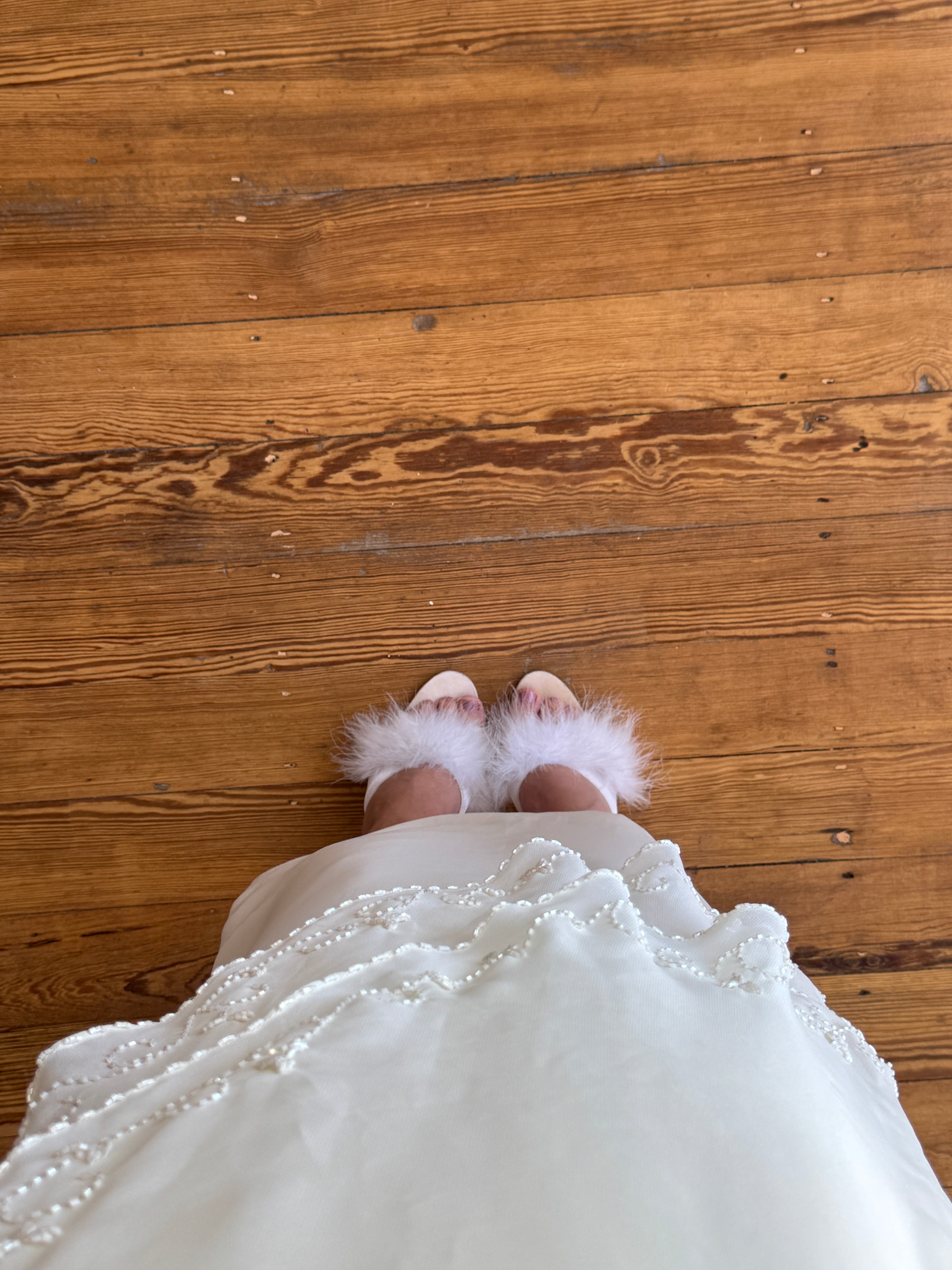 Vintage 90s Embroidered Column Wedding Dress