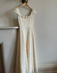 Vintage 90s Classic Cap Sleeve Wedding Dress with Rosettes