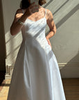 Vintage 90s Satin Strappy Pleated Wedding Dress