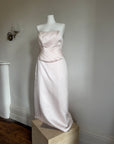 Vintage 90s Baby Pink Satin Pleated Bustier and Skirt Set