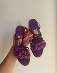 Vintage 90s Ferragamo Strappy Flower Heels Grape