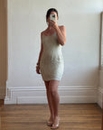 Vintage 90s Naeem Khan Silk Crystal Embellished Mini Dress