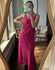Vintage 90s Cowl Neck Slip Dress Fuschia