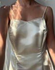 Vintage 90s Ivory Satin Column Midi with Rosette