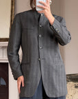 Vintage 90s Australian Made Mandarin Collar Wool Blazer Charcoal