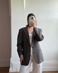 Vintage Christian Dior Tailored Wool Blazer Navy Brown