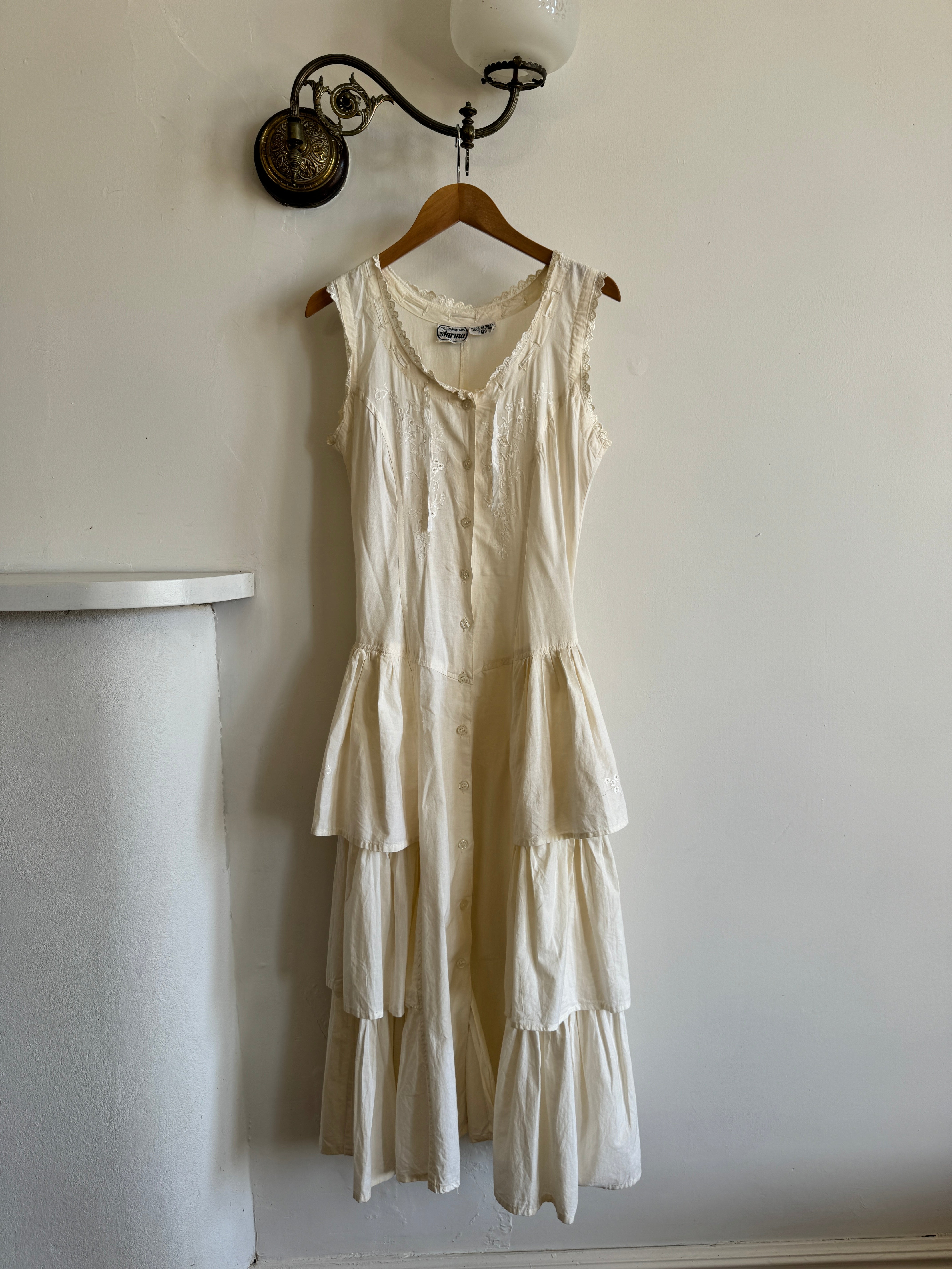Vintage 80s Cotton Tiered Sundress