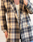 Vintage 90s Plaid Blazer Navy, Burgundy and Cream