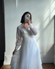 Vintage 60s Lace Wedding Dress With Pleated Ruffle Train