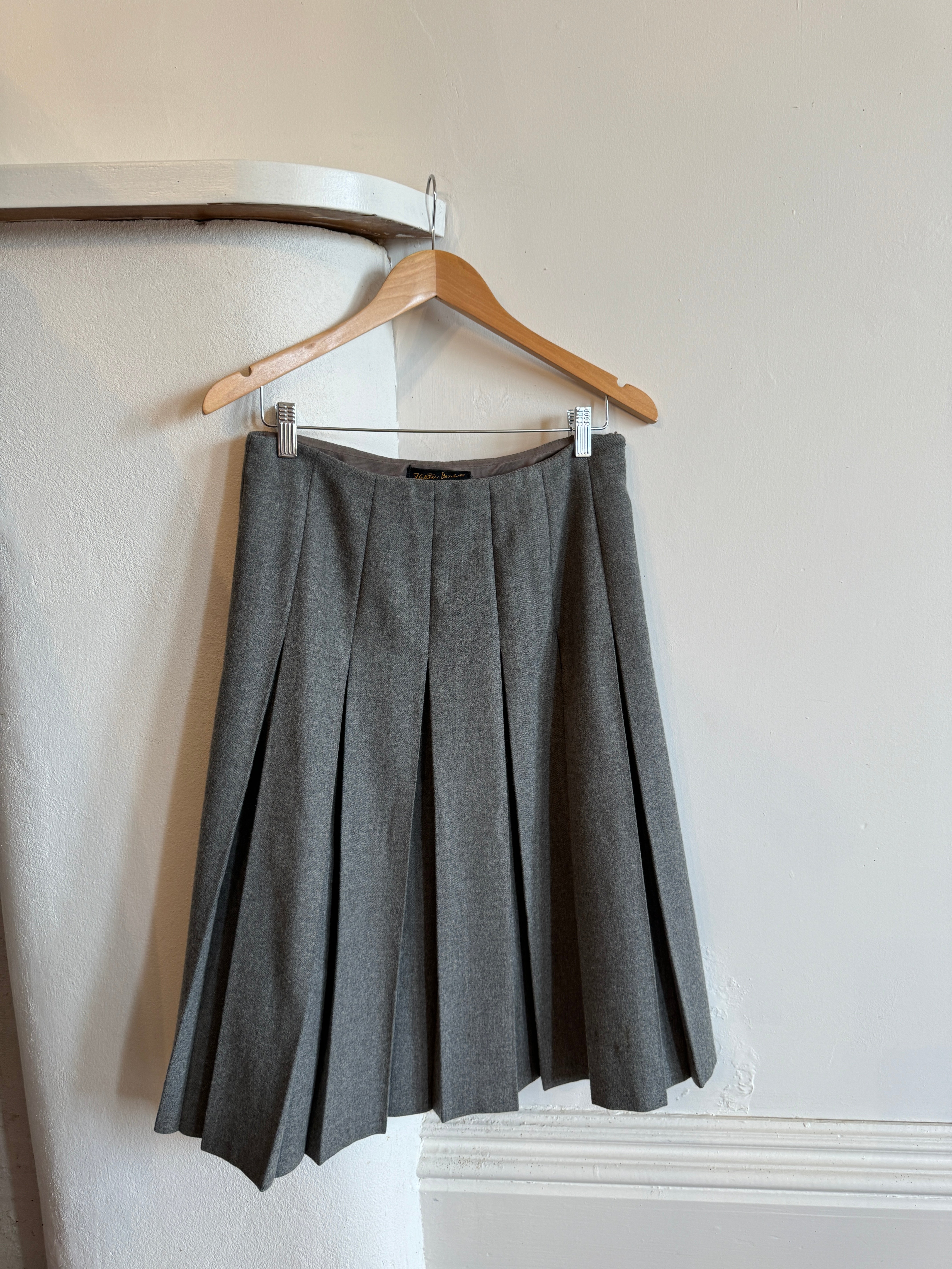 Vintage Wool Pleated Skirt Grey