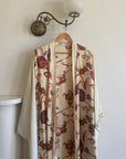 Vintage 70s Cream Oriental Floral Robe