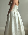 Vintage 90s Princess Satin Skirt and Jacquard Bustier Wedding Set