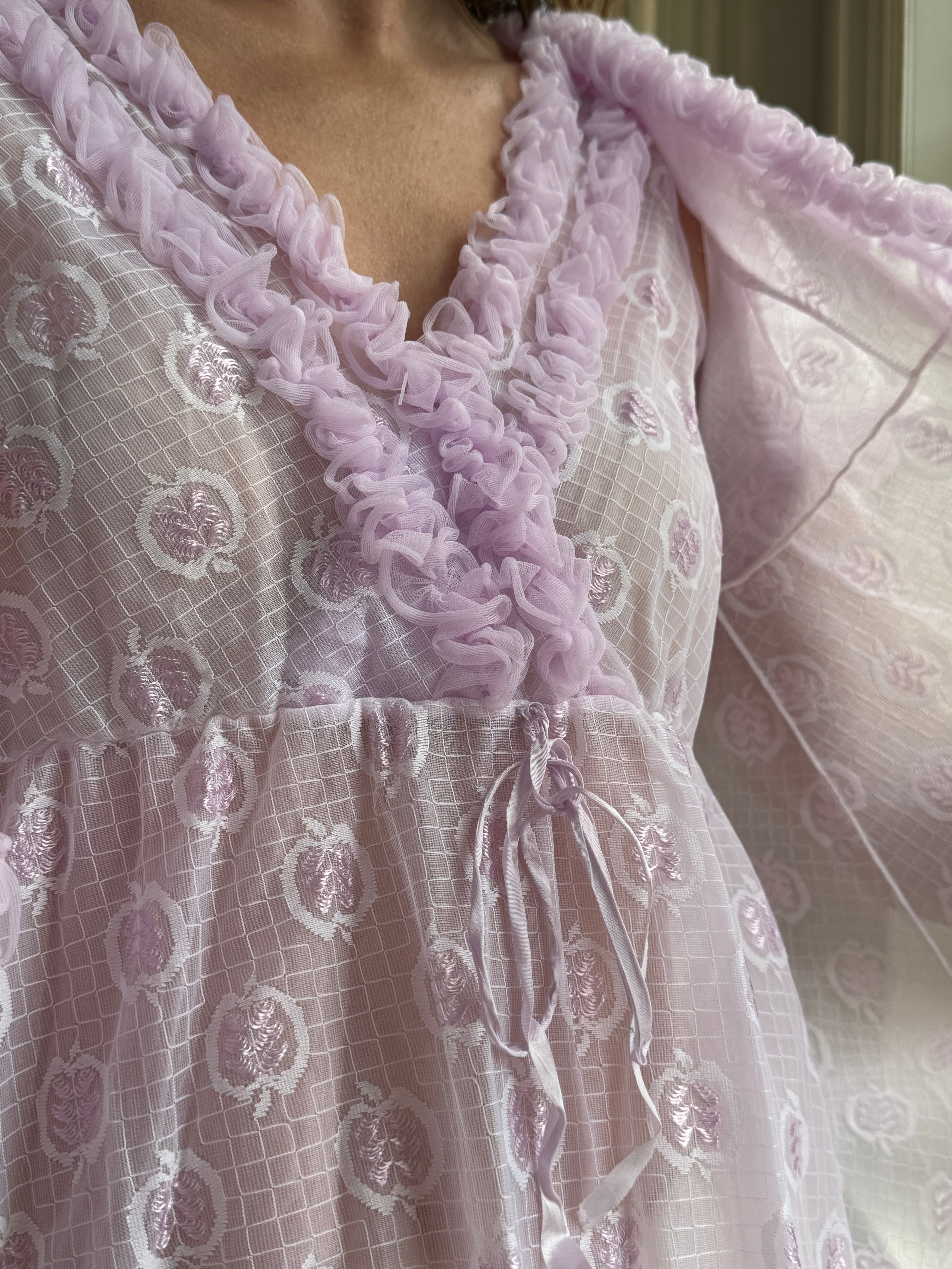 Vintage 50s Frou Frou Lilac Dress and Cape Set