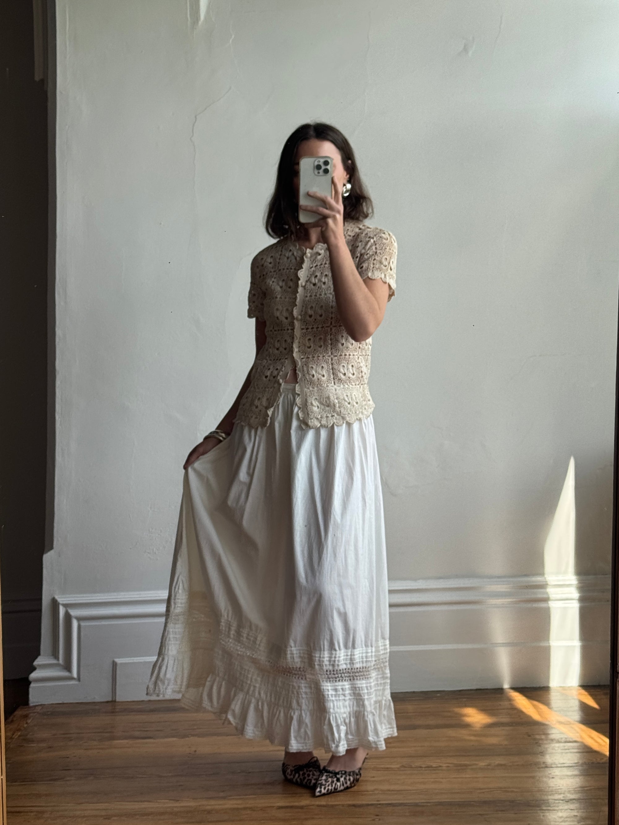 Antique Edwardian Cotton Maxi Skirt