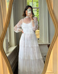 Vintage 70s Lace Long Sleeved High Neck Wedding Dress
