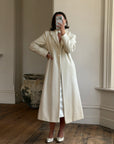 Vintage 70s Wool Blend and Faux Fur Coat Creme