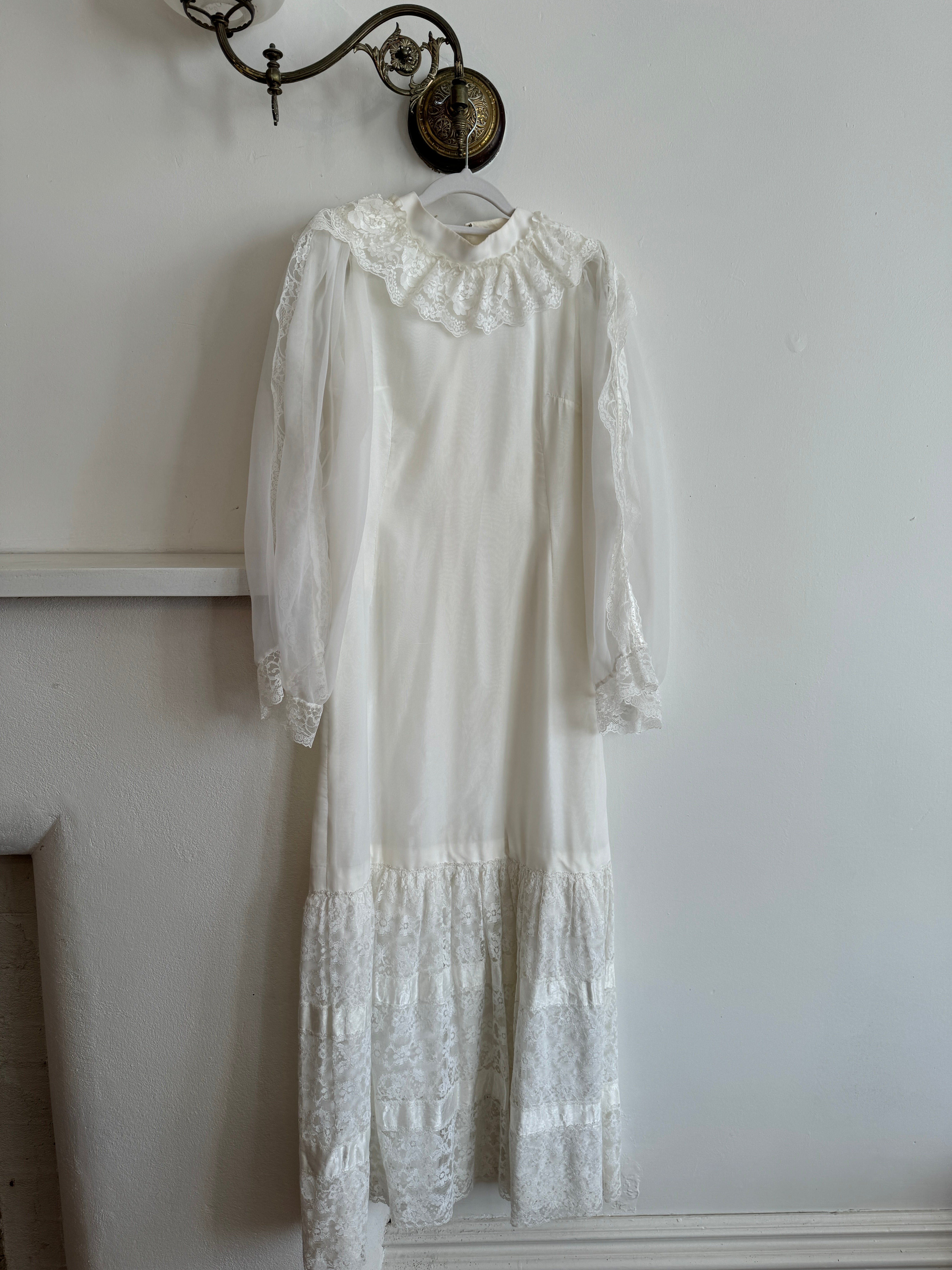Vintage 70s Ruffled Bridal Midi
